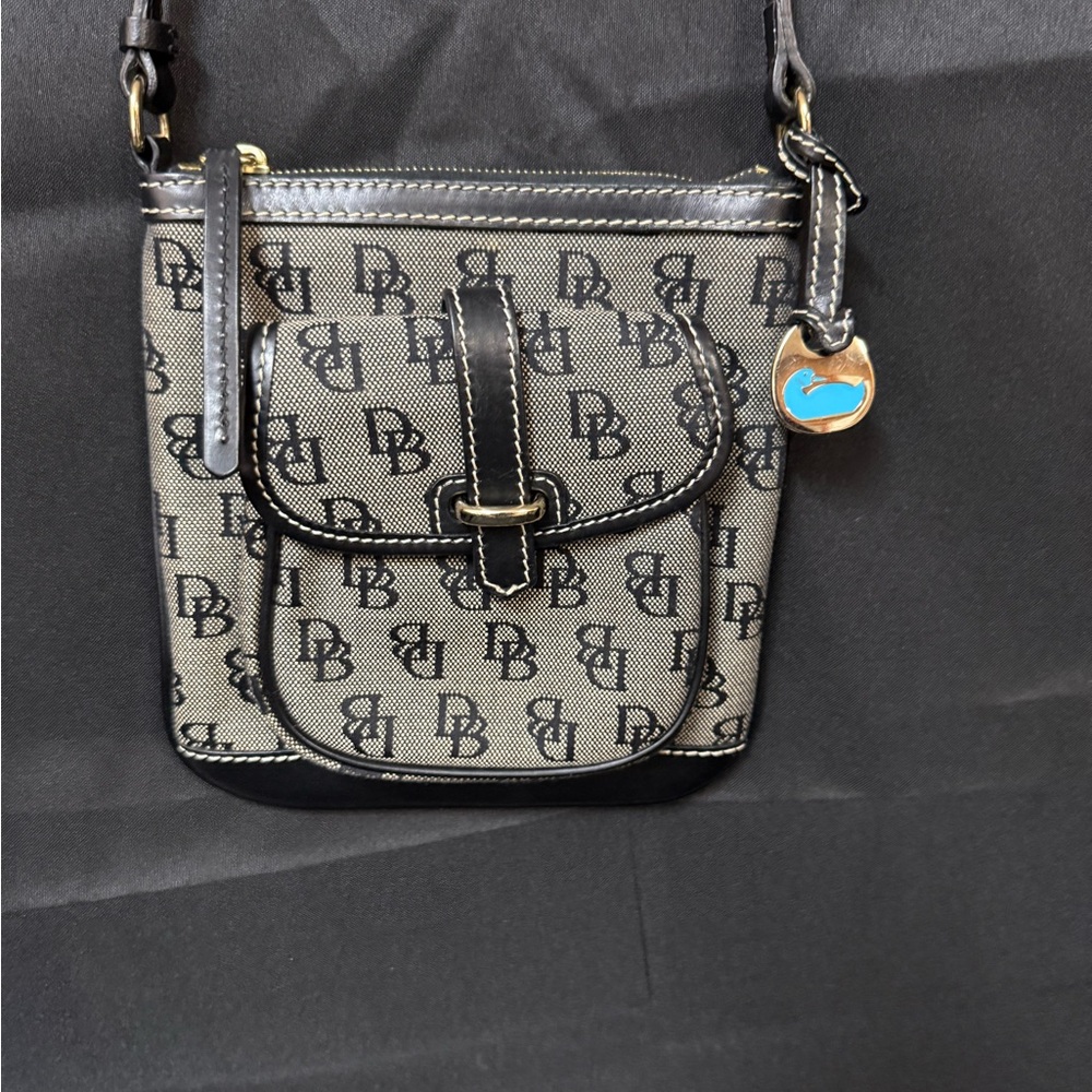 Dooney & Bourke Black and Gray Logo Crossbody Bag